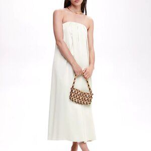 Ecru Strapless Dress Mango